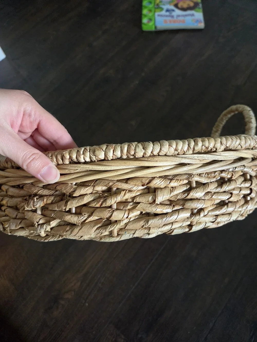 Boho Woven Seagrass Round Tray Basket with Handles | 16